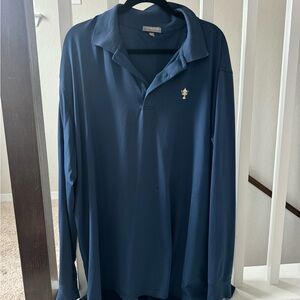 Men's Blue Long Sleeve Polo Shirt Peter Millar